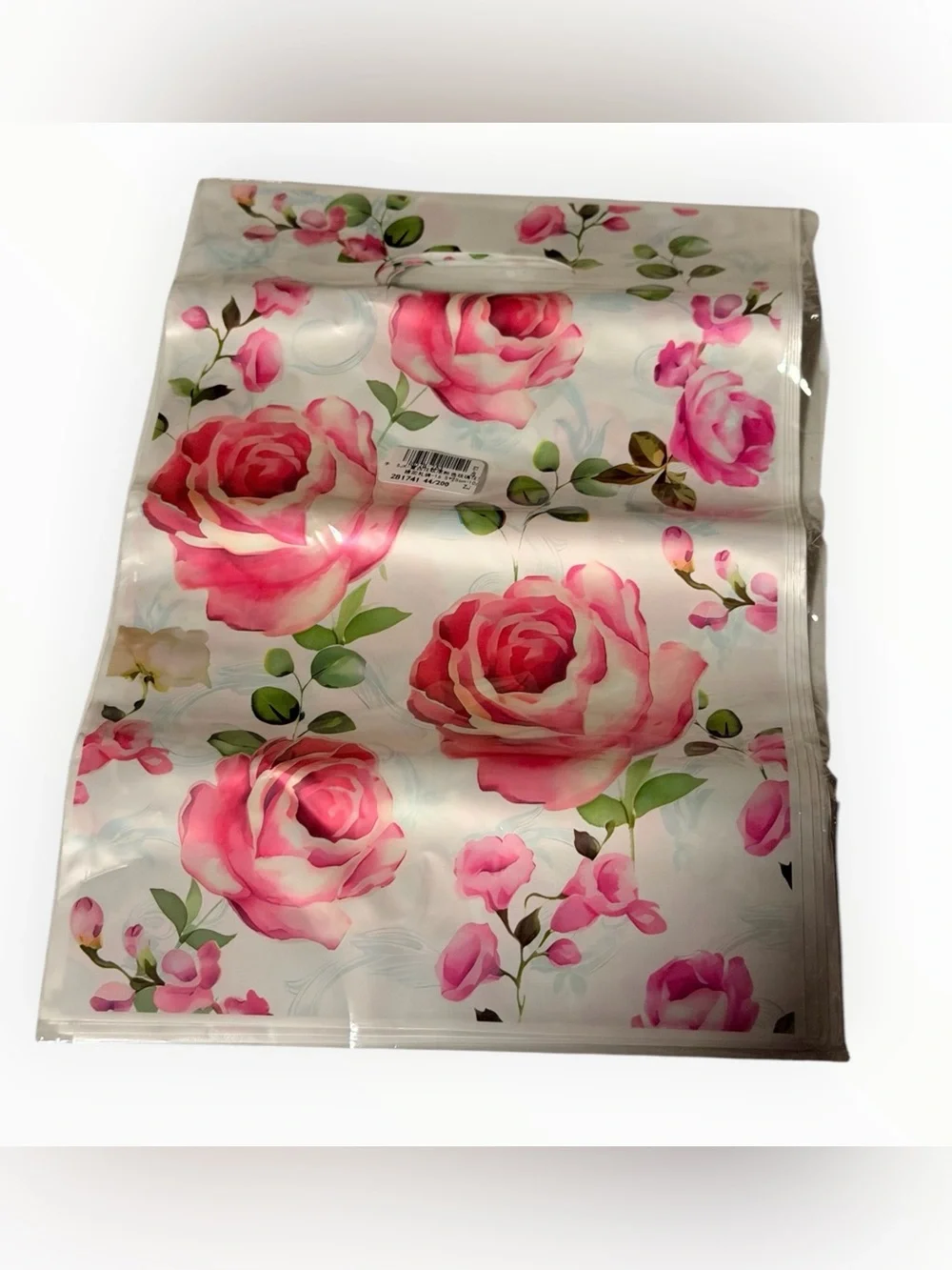 NWT Pink Rose Print Gift Bags with Built-In Handle 30PCS